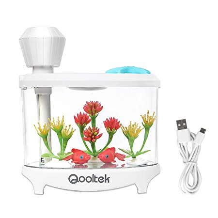 Qooltek 460ml Ultrasonic Cool Mist Humidifier Whisper-Quiet Personal USB Humidifier with Night Lights and 8 Hours Auto Shut-off Function for Home Babyroom Office Desk