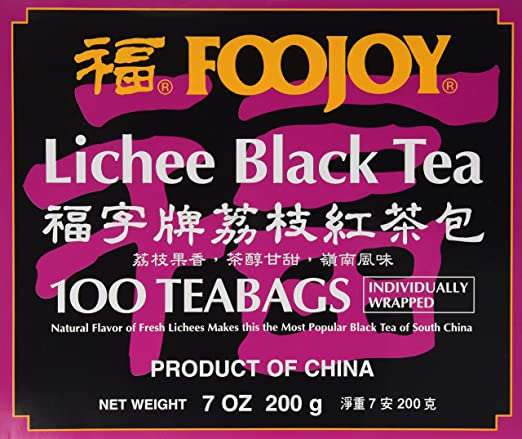 Foojoy Lichee Black Tea , Individually Wrapped Teabags (100 Teabags)