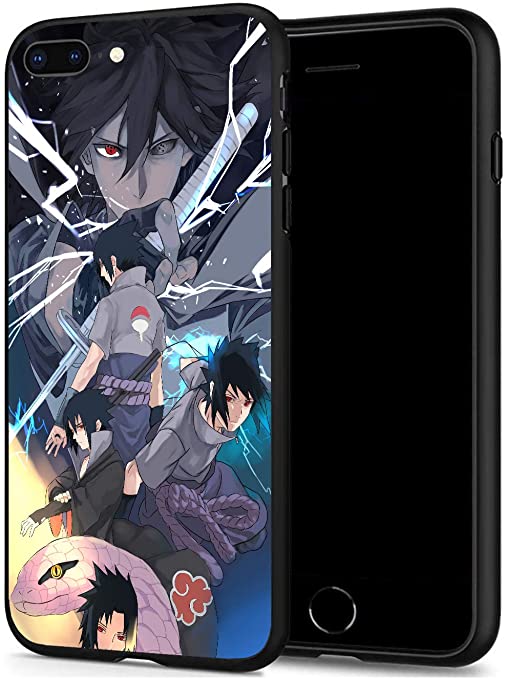 iPhone 7 Plus Case iPhone 8 Plus Case Anime Comic Series Protection Cover Back Case for iPhone 7 Plus 8 Plus (Naruto-Uchiha-Sasuke)