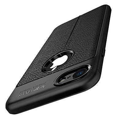 LUORIZ iPhone 7 Case iPhone 8 Case, Premium Soft Flexible TPU Silicone Gel [Leather Texture Design] Slim Bumper Case Cover [Anti-Fingerprint] [Anti-Scratch] [Non-Slip] for iPhone 7 (2016) iPhone 8 (2017) 4.7 inch - Black