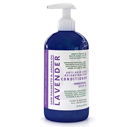 Organic Anti Hair Loss Conditioner Lavender /Saw Palmetto & Argan Oil 16 Oz Green Touch Botanical Hair Growth Therapy