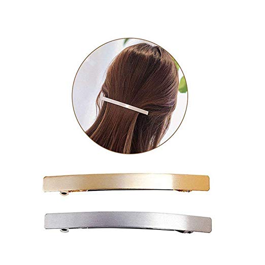 2Pcs 4" Metal Hair Clips Spring Clip Barrette Wrapping Hairpins Hair Accessories for Girls Women Ladies Gold and Silver