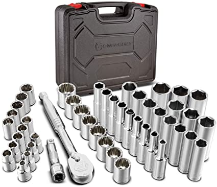 Powerbuilt 642451 47 Piece 3/8-inch Drive Mechanics Tool Set - with SAE and Metric Socket Set, 72 Tooth Seal-Head Ratchet, Automotive Tool Kit, including Case