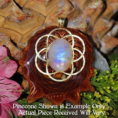 Moonstone with Seed of Life Third Eye Pinecone Pendant