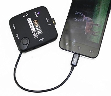 BeGrit Game Trail Camera Viewer for Android Phones, Micro USB Hub Connector, Reads SD Micro SD TF Cards and USB Flash Drive