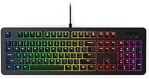 Lenovo Legion K310 RGB Wired Gaming Keyboard - Ultra-Fast Reaction Time with Tactile Keys, Quiet Key Membrane Switches, Silent Operation, RGB Illumination - Water Resistant & Compact Design