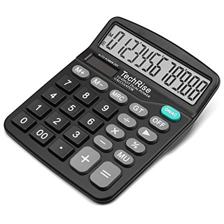 TechRise Calculator, Dual-Powered Standard Function Desktop Calculator for Office and Business use