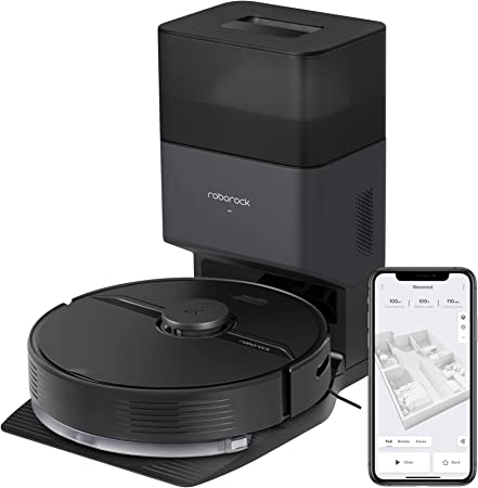 roborock Q7  Robot Vacuum with Self-Empty Dock Pure, Hands-Free Cleaning for up to 7 Weeks, 2700Pa Suction, 180mins Run-Time, Works with Alexa, Perfect for Hard Floors, Carpets, and Pet Hair (Black)