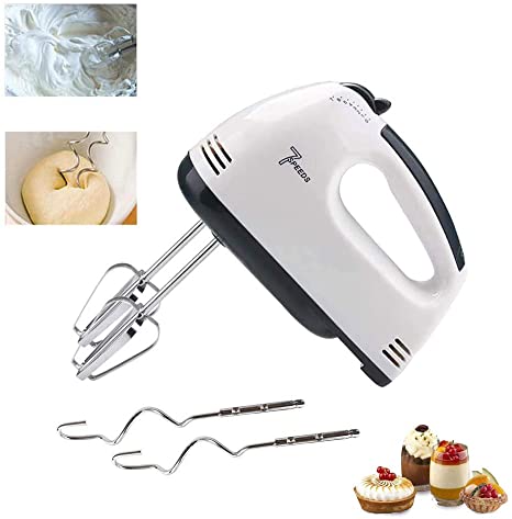 Gabriel【Upgraded】Whisk, Electric Hand Mixer 7-Speed Lightweight Handheld Whisk for Kitchen Baking Cake Mini Egg Cream Food Beater - 2* Beaters, 2* Dough Hooks (UK pulg Whisk)