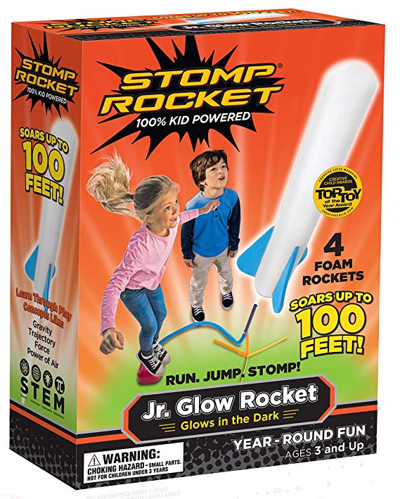 Stomp Rocket Jr. Glow, 4 Rockets [Packaging May Vary]
