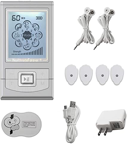 FDA Cleared 510K OTC HealthmateForever NK8ML Silver TENS Unit 8 Modes Palm Massager Total Full Body Handheld Electric Massager Electronic Pulse Impulse Pain Relief Massager