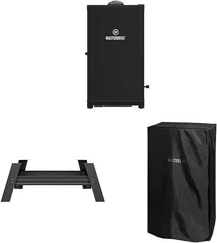 Masterbuilt MB20072918 40-inch Digital Electric Smoker, Black & MB20101114 Universal Leg Extension Kit, Black & MB20080210 Electric Smoker Cover, 40 inch, Black