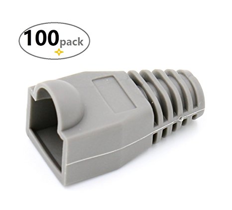 iExcell 100-Pack Gray CAT5E CAT6 RJ45 Ethernet Network Cable Strain Relief Boots