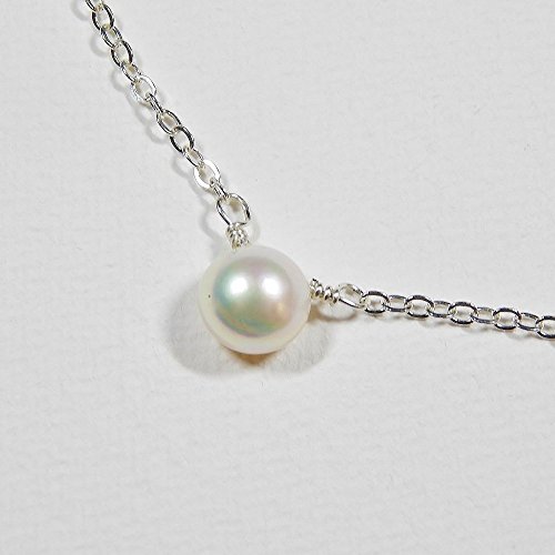 8mm Single Pearl Necklace in Sterling Silver, 18 Inches Long