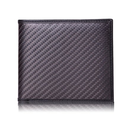 Boshiho® Mens RFID Blocking Carbon Fiber Wallet Napa Leather Lining Flip UP ID Window, Gift Box