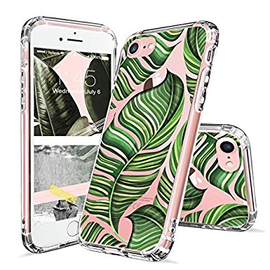 iPhone 8 Case, iPhone 7 Case, iPhone 7 Case Clear, MOSNOVO Tropical Banana Leaves Clear Design Printed Transparent Hard Case with TPU Bumper Protective Case Cover for iPhone 7 (2016) / iPhone 8 (2017)