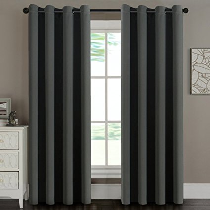 H.Versailtex Three Pass Microfiber Blackout Thermal Insulated Grommet Panel Window Curtains / Drapes (Set of 2 Panels,52 x 96 Inch,Charcoal Gray)