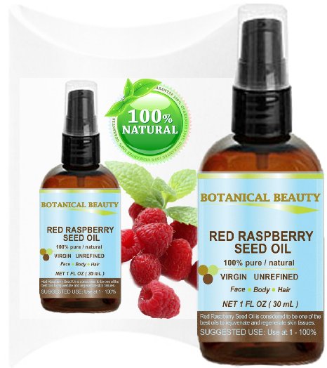 RASPBERRY SEED OIL 100% Pure / Natural / Virgin. Cold Pressed / Undiluted. For Face, Hair and Body. 1 Fl.oz.- 30 ml. by Botanical Beauty