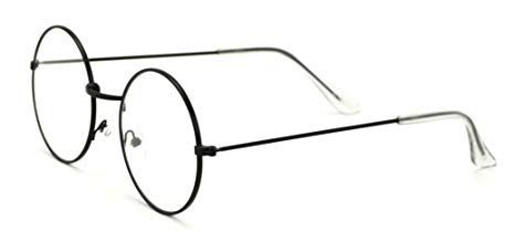 Casual Fashion Medium Round Circle Clear Flat Lens Eyeglasses Thin Frame Unisex Glasses