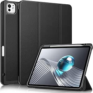 Fintie SlimShell Case for iPad Pro 11-inch M4 (2024) (Model Number: A2836/A2837/A3006) - [Built-in Pencil Holder] Soft Flexible TPU Protective Stand Back Cover, Black