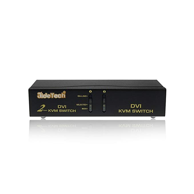 Gentlen DVI KVM Switch USB 2 Ports Compliant with HDCP Supports High Resolution up to 1920x1400 Auto-Scan Support Windows, Linux, MacOS9 / OSX, Sun Micro System