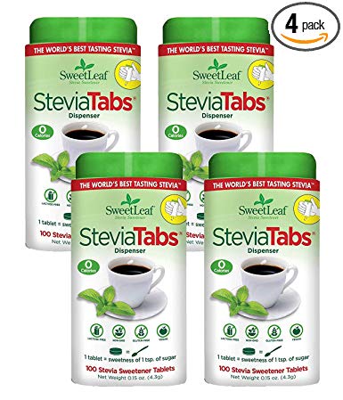 SweetLeaf SteviaTabs Sweetener, 100 Tabs (Pack of 4)