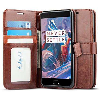 JD Slim Fit Protective Wallet Case for OnePlus 3 - Brown