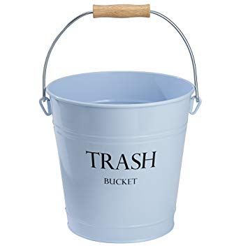 InterDesign Pail Wastebasket Trash Can, Metal, Light Blue