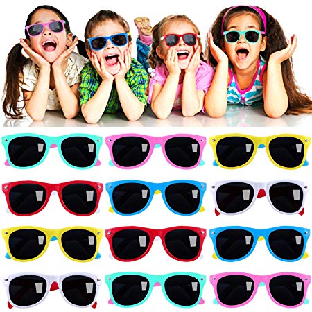Kids Sunglasses Party Favors in Bulk, 12Pack Neon Sunglasses for Kids, Boys and Girls, Summer Beach, Pool Party Favors, Fun Gifts, Party Toys, Goody Bag Stuffers, Gift for Birthday Party Supplies