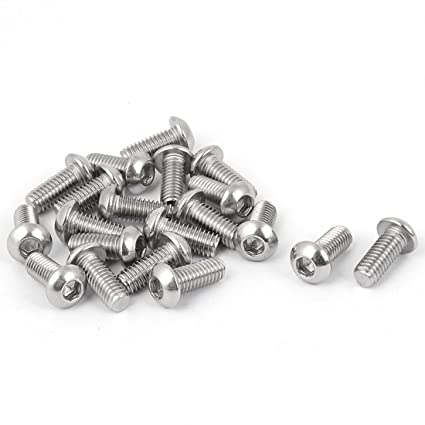 uxcell a16011500ux0298 M6 x 14 mm Stainless Steel Button Head Socket Cap Screw 20 Pcs Pack of 20