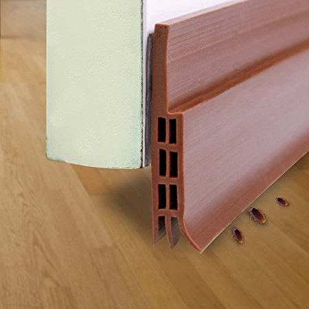 Self-adhesive Weather Stripping Door Bottom Seal Strip, 2" W x 39" L (Brown)