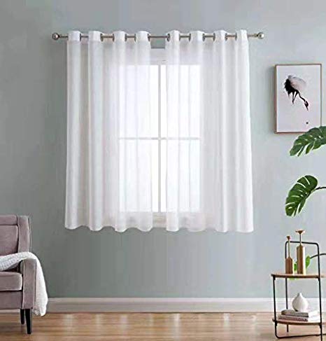 Vandesun Sheer Curtains Window Decoration Grommet Top Sheer Drapes for Bedroom – 2 Panels (52” W X 63” L, White)