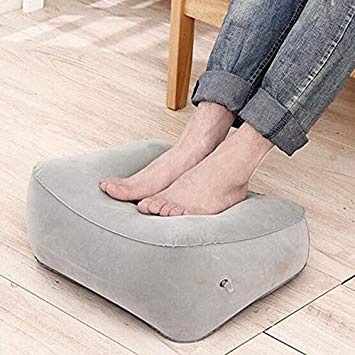 PVC Gray Train Travel Inflatable Foot Rest Pillow Portable Pad Mat Footrest Pillow Home Outdoor Foot Relief Cushion