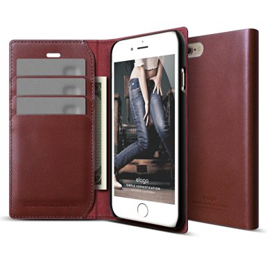 iPhone 6S Case, elago [Genuine Leather Wallet][Burgundy] - [3 Card Slots][Cash Pouch][Premium Genuine Leather] - for iPhone 6/6S