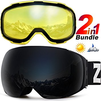 ZIONOR XA Ski Snowboard Snow Goggles for Men Women Anti-fog UV Protection Spherical Dual Lens Design