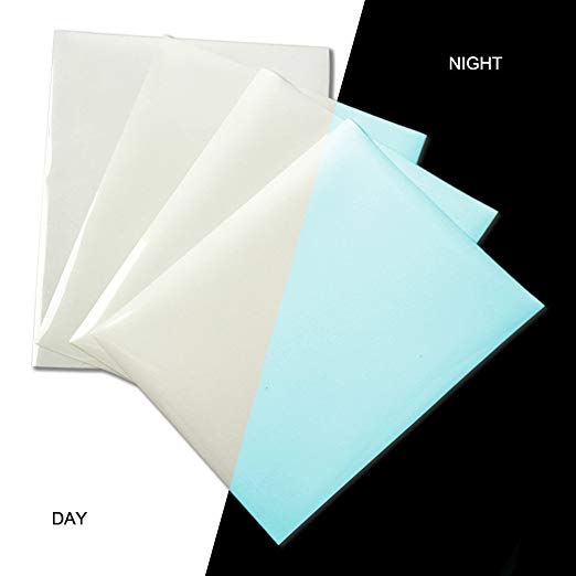 Glow in Dark Heat Transfer Vinyl Sheets Glossy Iron on HTV Viny Adhesive Glowing Craft Film Paper Blue