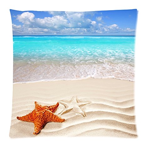 HLPPC Starfish Sea Star Tropical Paradise Beach Throw Cushion Case Pillow Cover with Zipper One side - Size 18 x 18 Inches