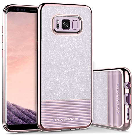 Galaxy S8 Plus Phone Case, Samsung Galaxy S8 Plus Case, BENTOBEN Slim Shockproof Bling Glitter Stripe TPU PC Hybrid Dual Layer Protective Phone Cases Cover for Samsung Galaxy S8 Plus S8 , Rose Gold