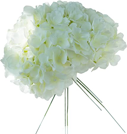 UnikLove White Artificial Hydrangea Head with Stems Artificial Silk Hydrangea Flowers for Wedding Arrangements Centerpieces DIY Project Party Home Decoration 10pcs