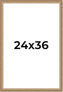 Poster Palooza 24x36 Traditional Antique Gold Wood Picture Frame - UV Acrylic, Foam Board Backing, & Hanging Hardware Included!