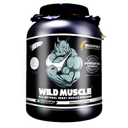 DREXSPORT - Wild Muscle - All Natural Lean Mass Gainer Protein Powder (Whey Proteins   Creatine   Amino) - 2Kg (Chocolate)