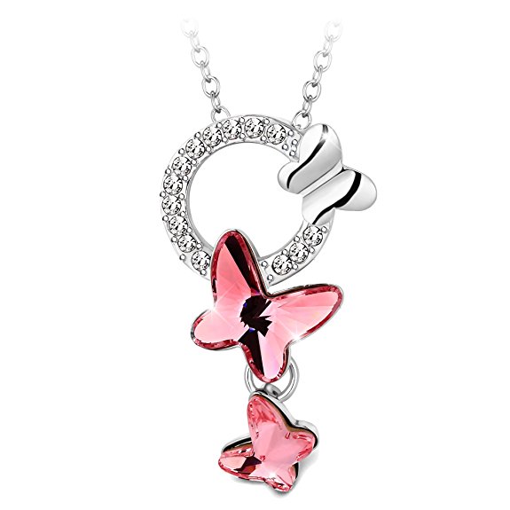 T400 Jewelers "Dream Chasers" Butterfly Pendant Necklace with Swarovski Crystals Love Gift