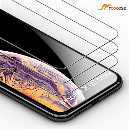 rooCASE 3-Pack Screen Protector for iPhone Xs Max, [Force Resistant Up to 44 Pounds] Tempered Glass Screen Protector for iPhone Xs Max 6.5-inch (2018) - 9H Hardness, Easy Installation [Case Friendly]