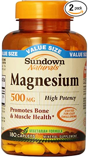 Sundown Naturals Magnesium 500 mg Caplets 180 ea (Pack of 2)