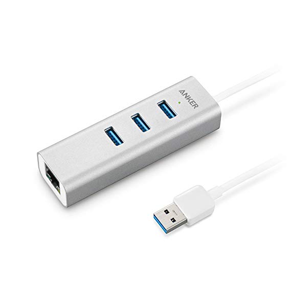 Anker 3-Port USB 3.0 Aluminum HUB with 10/100/1000 Gigabit Ethernet Converter