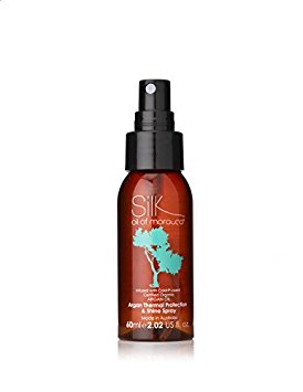 Silk Oil of Morocco Argan Oil Thermal Protection & Shine Spray 2-in-1 - Heat Protection Spray / Hair Heat Protection / Heat Defense Spray / Hair Shine Spray - For shiney healthy hair, great for use with GHD hair straighteners, hair dryer, curling tong - Suitable for use on hair extensions! (60ml)
