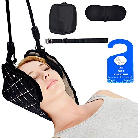 Neck Hammock Portable Cervical Traction Device with Adjustable Foam Wraps for Protection and Adjust The Head Position for Neck Pain Relief, Muscle Relaxation and Physical Therapy