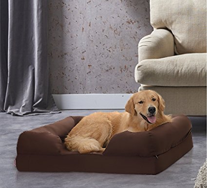 Petlo Orthopedic Mattress Pet Sofa Bed - Solid Memory Foam Couch forSmall / Medium Dogs, Puppies & Cats with Washable Removable Cover, (Chocolate Brown)