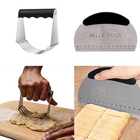 Stainless Steel 5 Blade Pastry Cutter - Professional Baking Dough Blender / Dough cutter & Dough Scraper with Stainless Steel Blade - Introductory Offer Price