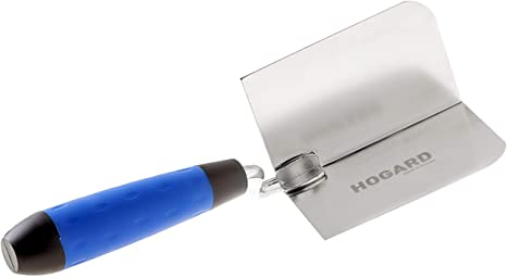HOGARD Internal Corner Trowel Premium Stainless Steel Inside Angled Hand Tool with Soft Grip Handle Made in EU